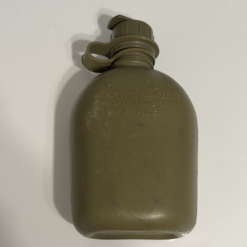 1 Quart Canteen w NBC Cap US Military Plastic Bottle Olive 1984